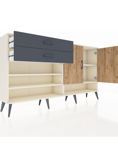 Arges Konsol 4 Raflı 2 Çekmeceli 2 Kapaklı 176x30x99 Aytaşı-çam/a Aytaşı-çam/antrasit Arges Konsol 4 Raflı 2 Çekmeceli 2 Kapaklı 176x30x99 Aytaşı-çam/a Aytaşı-çam/antrasit