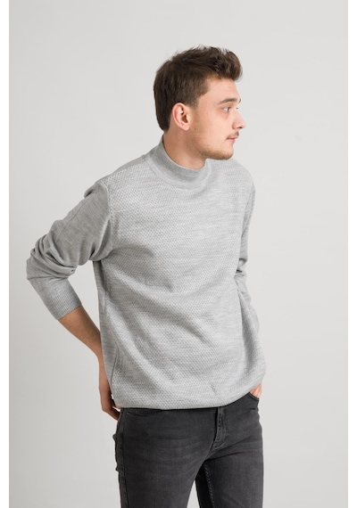 Regular Fit Yarım Balıkçı Nokta Desenli Akrilik Viskon Karışımlı Erkek Triko Kazak 001