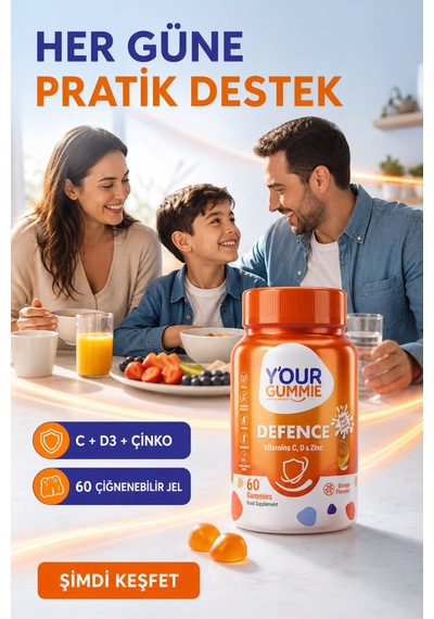 Y'our Gummie Defence C Vitamini Çinko ve D3 Gummies Portakal Aromalı 60 Gummies