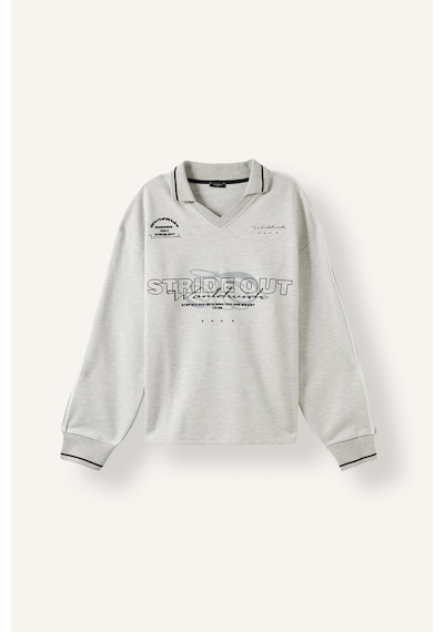 Defacto Boxy Fıt Polo Yaka Baskılı Sweatshırt H4884ax26augr369 Gri-gr369