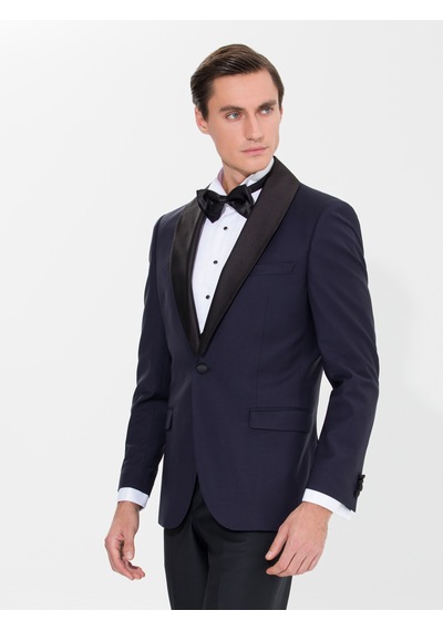 Cacharel Lacivert Slim Fit Smokin Ceket