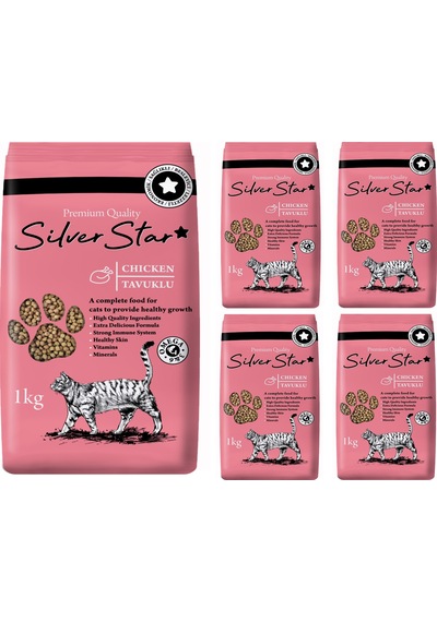 Silver Star Tavuklu Yetişkin Kedi Maması 5 x 1 KG