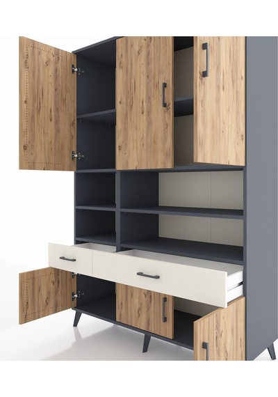 Hyperion Dolap 8 Raflı 2 Çekmeceli 6 Kapaklı 132x44x195 Antrasit-çam/aytaşı Atlas Çam/aytası Hyperion Dolap 8 Raflı 2 Çekmeceli 6 Kapaklı 132x44x195 Antrasit-çam/aytaşı Atlas Çam/aytası