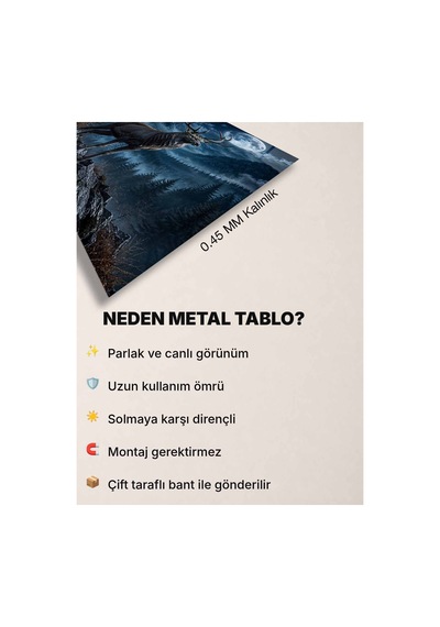 Geyik Ve Dolunay A3 Metal Poster Ay Işığında Orman Ve Dağ Manzaralı Dekoratif Duvar Tablosu Çok Renkli - 937474196 Çok Renkli - 937474196 Çok Renkli