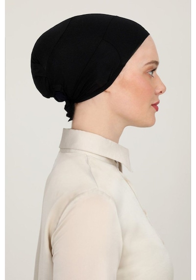 Melodi Scarf Kadın Tesettür Parisien Tüllü Climafit Likralı Nefes Alan Parizyen Dikişsiz Bone Siyah Siyah