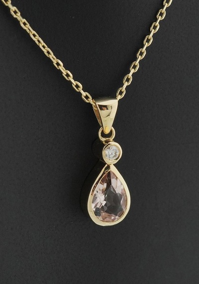 Damla Morganite Tektaş Kolye Sarı