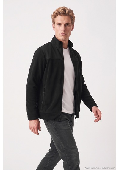 Buratti Regular Fit Garnili Dik Yaka Sıcak Tutan Polar Mont Erkek Polar Mont 59060443 Siyah
