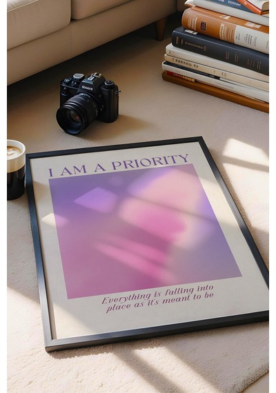 I Am A Priority Çerçeveli Tablo Aura Enerji Renkleri - Ben Bir Önceliğim