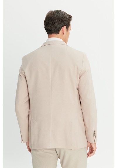 AC&Co / Altınyıldız Classics Erkek Bej Slim Fit Dar Kesim Mono Yaka Kapak Cepli Blazer Ceket Bej