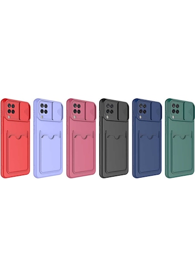 Zore Galaxy Uyumlu A12 Kılıf Msra Kartix Kapak - Kırmızı Kırmızı