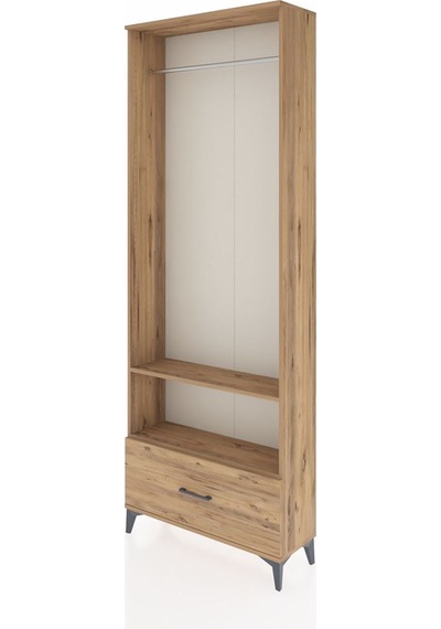 Arges Dolap 2 Raflı Tek Çekmeceli Tek Askılı 88x30x243 Çam-çam Çam