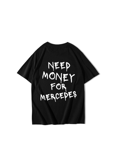 Brz Collectıon Brz Collection Unisex Oversize Mercedes Need Money For Mercedes T-shirt Siyah