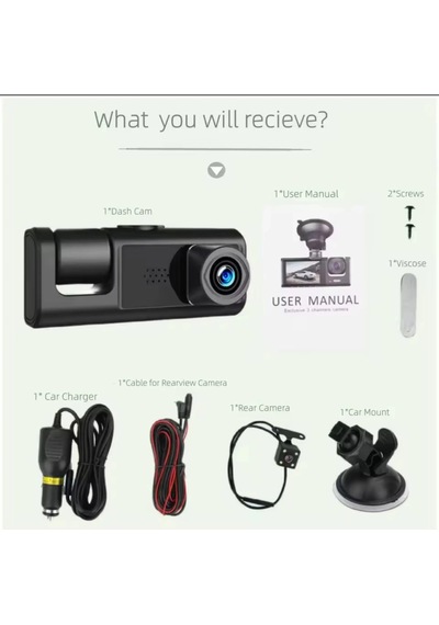3 Kanal Araba Dvr Hd 1080p 3 Lensli Araç İçi Kameraüç Yönlü Kamera Dvr Araç Kamera