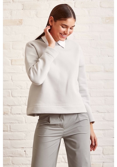 Never More Bisiklet Yaka Oversize Sweatshirt Mavi