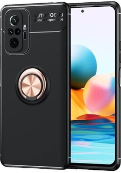 Redmi Note 10 Pro Kılıf Yüzüklü Sağlam Esnek Ringo Silikon Kapak Siyah - Rose Gold
