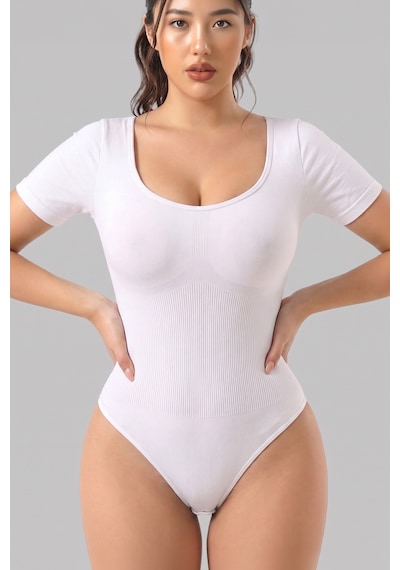 Mistirik Mortek Model Sıkılaştırıcı Bel Basen Karın Göbek Toparlayıcı Örme Kumaşlı Alttan Zıbınlı Korse Beyaz Renk