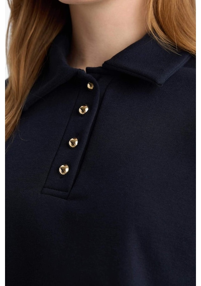 Defacto Regular Fit Polo Yaka Uzun Kollu Sweatshirt Tunik G6613ax25wnnv173 Lacivert-nv173