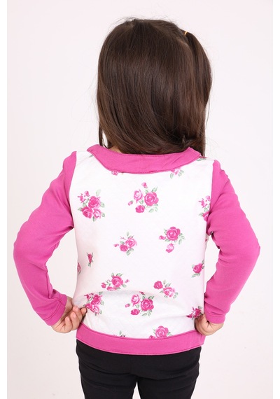 Toontoy Kids Toontoy Kız Bebek Hırka Çiçek Baskılı Mürdüm