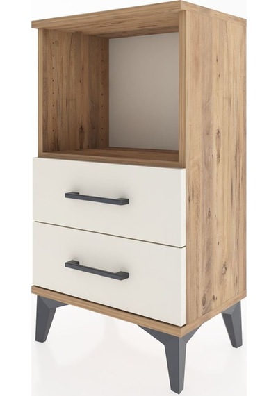 Arges Komodin Tek Raflı 2 Çekmeceli 44x30x80 Çam-aytaşı Çam