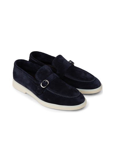 Deery Erkek Hakiki Süet Lacivert Tokalı Loafer - 02031mlcvc01