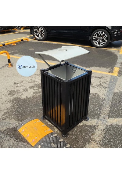 Park Ve Bahçe Çöp Kutusu P&b-010 Dayanıklı Dış Mekan Çöp Kovası Hey Çelik