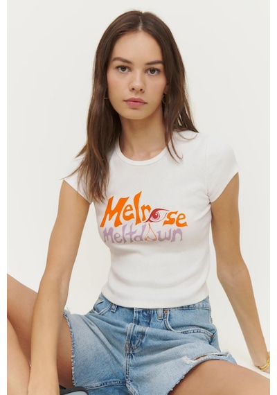 Madmext Beyaz Baskılı Bisiklet Yaka Tişört Mg1756-beyaz Beyaz