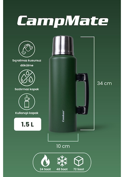 Cooker Campmate 1.5 L Paslanmaz Çelik Termos Ckr2085 Yeşil