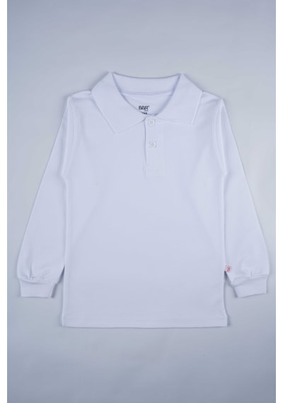 Miniko Kids Kısa Kol Polo Yaka Beyaz Lakos Okul Tişörtü Beyaz