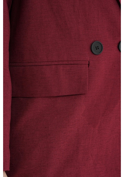 Mixray 4685 Kadın Kruvaze Keten Ceket Bordo
