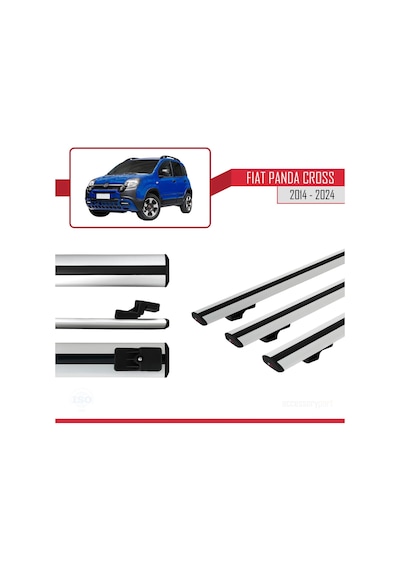 Fiat Panda Cross 2014 Ve Sonrası İle Uyumlu Basic Model Ara Atkı Tavan Barı Gri 3 Adet