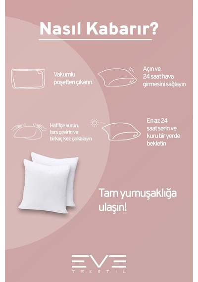 Eve Tekstil 6 Adet Throw Serisi Antialerjik %100 Silikon Elyaf Dolgulu Kırlent Iç Kare Yastık 45x45cm 350gr Beyaz