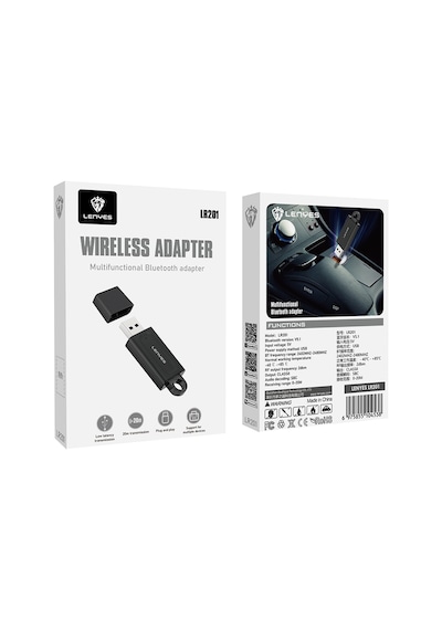 Lenyes Lr201 Usb Bluetooth 5.1 Wireless Transmitter Adaptör Siyah