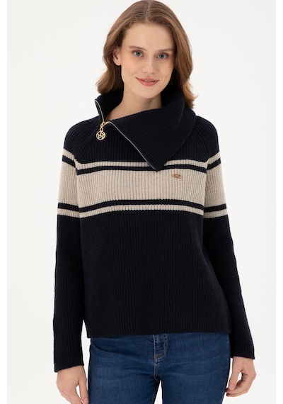 U.S. Polo Assn. Kadın Lacivert V Yaka Kazak 50293133-VR033