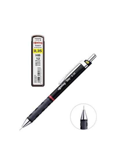 0.3 / 3.5 Mm Rotring Uçlu Kalem Siyah Renk 1 Adet +0,35 Mm Hb Kalem Ucu
