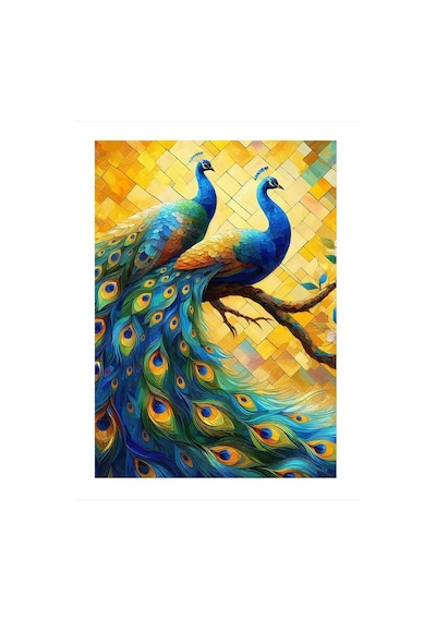 Tavus Kuşu Tasarım Ahşap Tablo 35cm X50cm