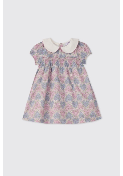 Panço Liberty Kumaş Çiçek Desenli Yenidoğan Elbise Mor 5621GN26002