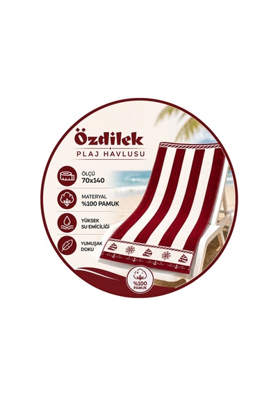 Özdilek 2li Set -pusula Bordo Lacivert- Plaj Havlusu 70x140