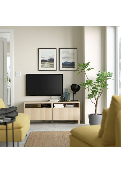 Tv Sehpası, Ağartılmış Meşe Görünümlü, 120x42x48 Cm, Lappvıken, Çıt Çıt Raylı Meşe Tv Sehpası, Ağartılmış Meşe Görünümlü, 120x42x48 Cm, Lappvıken, Çıt Çıt Raylı Meşe