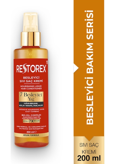 Restorex Besleyici Bakım Sıvı Saç Kremi 200 Ml - 7 Besleyici Yağ Göz Alıcı Parlaklık İpeksi Yumuşaklık