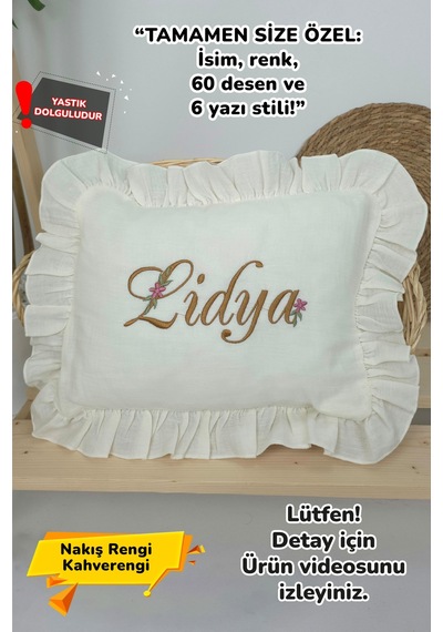 Gros Shop Müslin Yeni Doğan 4katlı Organik %100pamuk Kişiye Özgü Nakışlı Hastane Çıkış Seti Papatya Model-9 Ekru-3