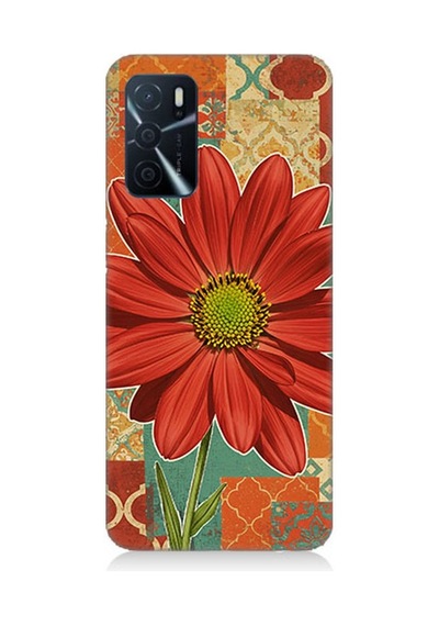 Oppo A55 Uyumlu Kiremit Desende Renkli Çiçek Desenli Silikon Kılıf Çok Renkli
