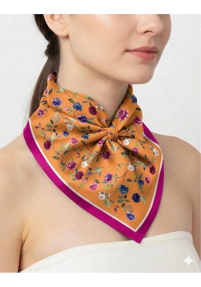 Tarzını Seç Pembe Gül Fular / Bandana / Aksesuar 48x48 Cm