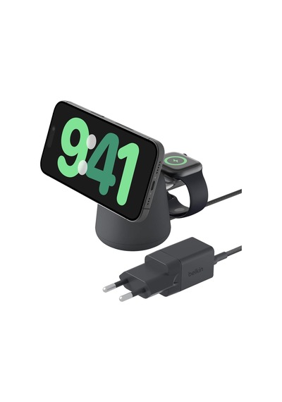 Belkin Boostcharge Pro 2'si1 Arada Magesafe Şarj İstasyonu Siyah