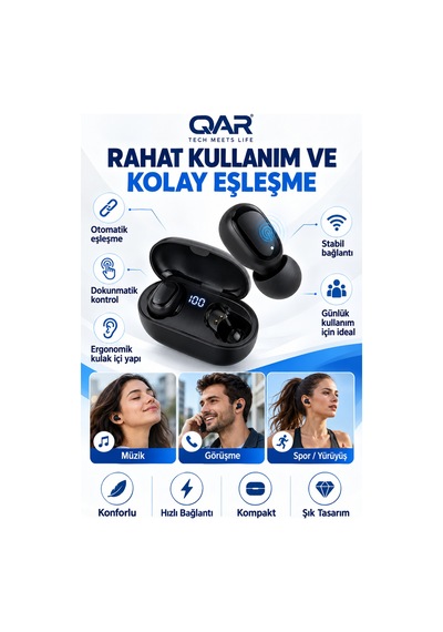 Qar E7S Bluetooth 5.0 Kablosuz Kulak İçi Kulaklık