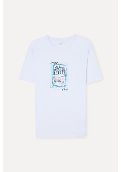 Mudo Erkek Erkek Beyaz Baskılı Comfort Fit Bisiklet Yaka T-shirt 1267928