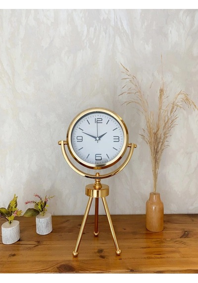 Gold Metal Mini Tripod Modern Masa Saati 45 26 Cm Şık Ve Dekoratif Tasarım Çok Renkli