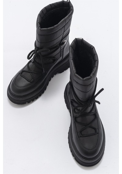 Luvishoes Weld Siyah Cilt Kadın Kar Botu Siyah