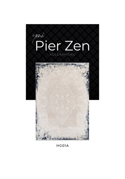 Pierre Cardin Pier Zen Hg01a Krem Lacivert Viskon Akrilik Yumuşak Leke Tutmaz Silinebilir Halı Krem Mavi