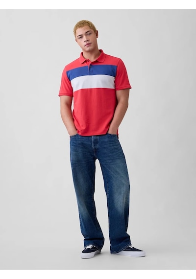 Gap V-stretch Pıque Polo - Novelty Mavi