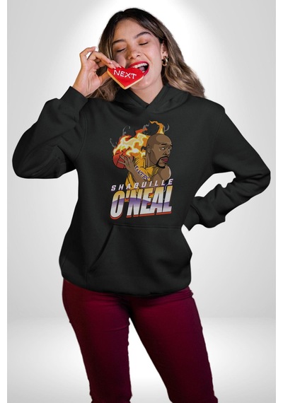 Basketbol Shaquille Oneal Star Ateş Topu Kadın Erkek Siyah Kapüşonlu Sweatshirt Hoodie Siyah